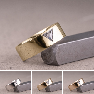Triangle Diamond Mens Wedding Band, Comfort Fit men's wedding band, Point No Point Studio. Eco-friendly, Recycled Metals, Conflict Free.