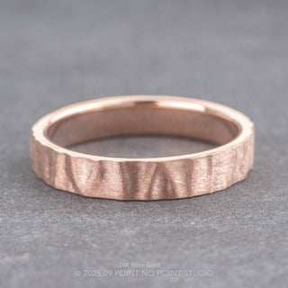 4mm Comfort Fit Mens Wedding Band, Wood Grain Matte men's wedding band, Point No Point Studio. Eco-friendly, Recycled Metals, Conflict Free.
