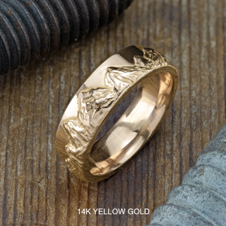 6mm Mountain Mens Wedding Ring, Polished