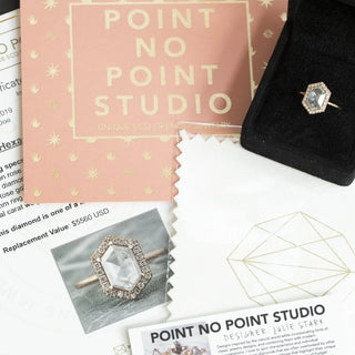 1.60 Carat Salt and Pepper Kite Diamond Engagement Ring, Avaline Setting, 14k Rose Gold