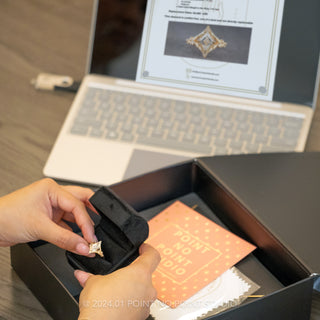 1.27 Carat Black Speckled Kite Diamond Engagement Ring, Bezel Jules Setting, 14K Peach Gold