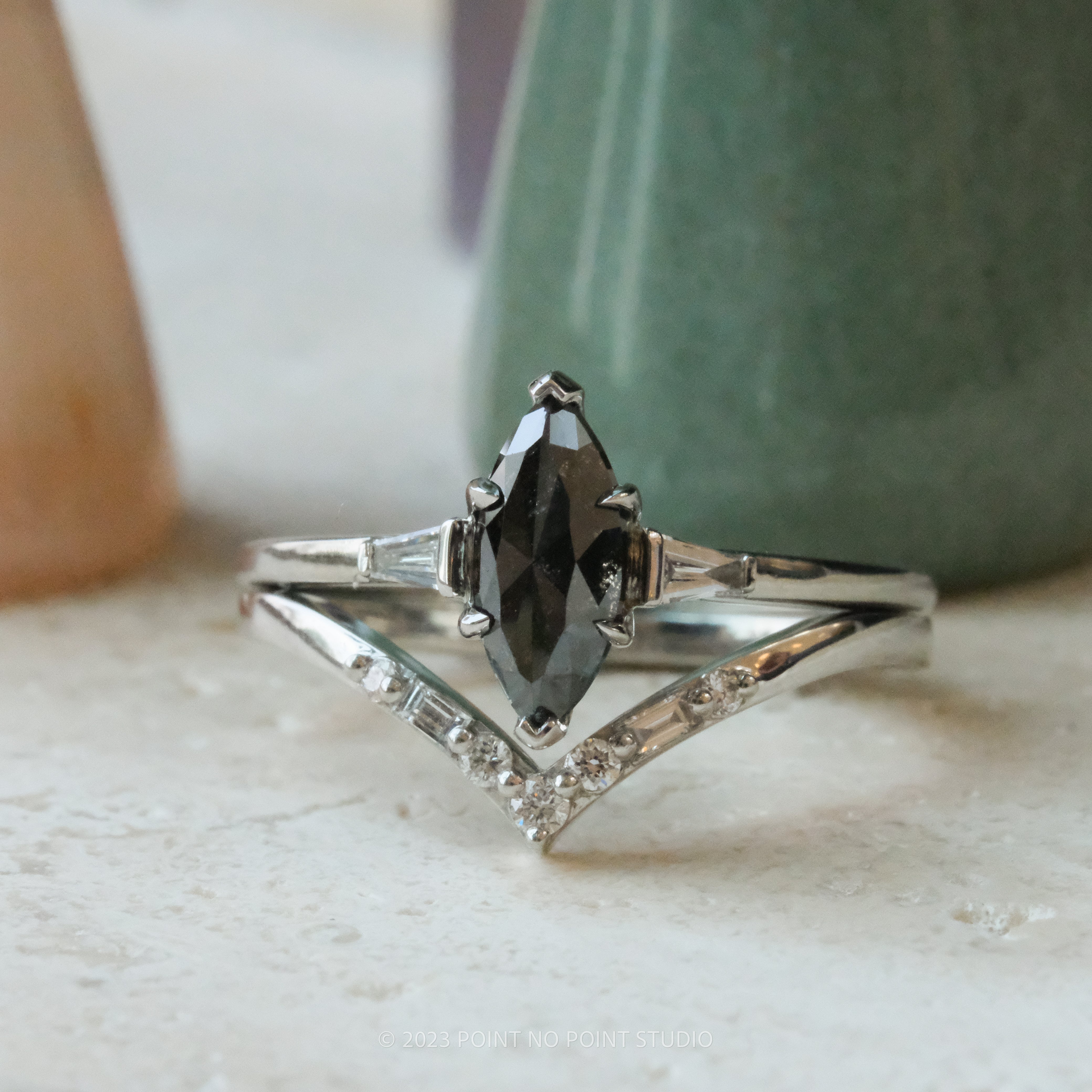 Black Diamond Engagement Ring, Point No Point Studio