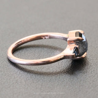 1.25 Carat Salt and Pepper Hexagon Diamond Engagement Ring, Zoe Setting, 14K Rose Gold