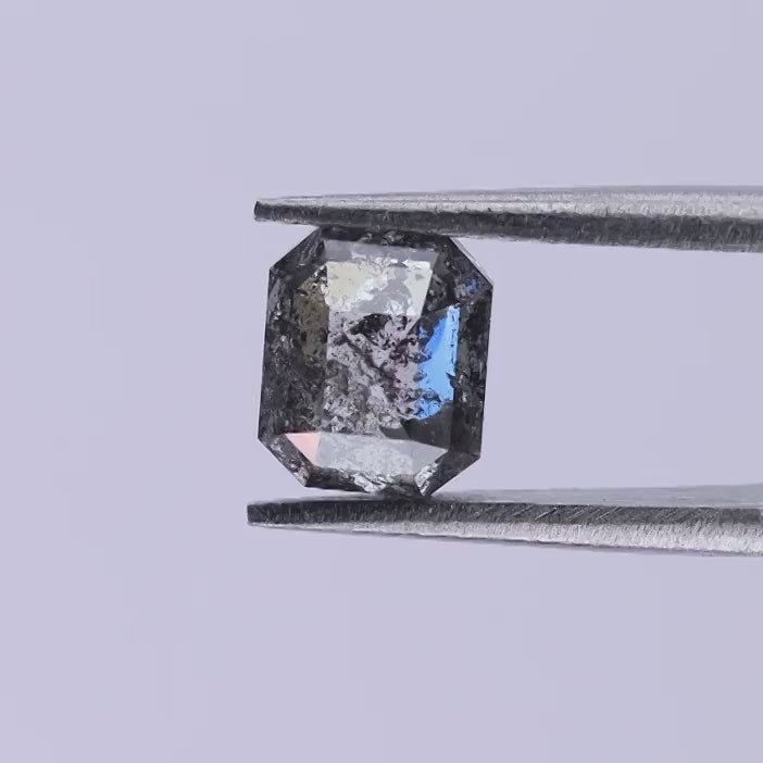 1.43 Carat Salt and Pepper Rose Cut Asscher Diamond