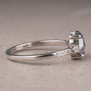 1.33 Carat Salt and Pepper Pear Diamond Engagement Ring, Eliza Setting, 14K White Gold