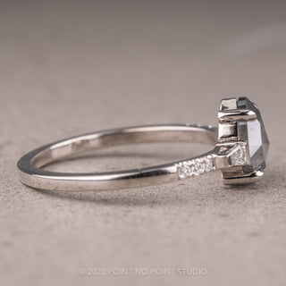1.33 Carat Salt and Pepper Pear Diamond Engagement Ring, Eliza Setting, Platinum