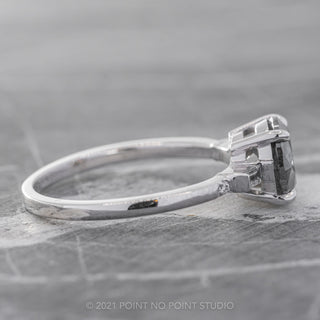 1.61 Carat Salt and Pepper Brilliant Cut Diamond Engagement Ring, Betty Setting, 14k White Gold