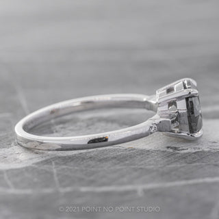 1.61 Carat Salt and Pepper Brilliant Cut Diamond Engagement Ring, Betty Setting, Platinum