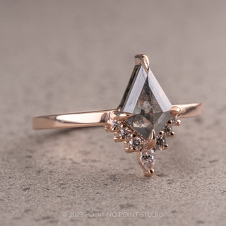 .87 Carat Salt and Pepper Kite Diamond Engagement Ring, Ava Setting, 14K Rose Gold