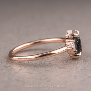 .92 Carat Black Speckled Hexagon Diamond Engagement Ring, Zoe Setting, 14K Rose Gold