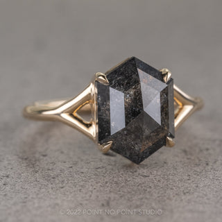 Black Speckled Hexagon Diamond Ring 