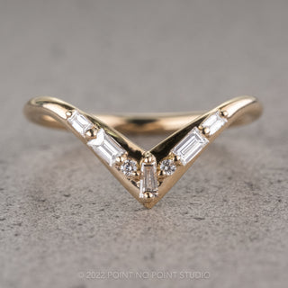 Baguette and Round Diamond Wedding Ring, Fawn Setting, 14K Yellow Gold