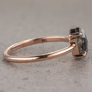 1.44 Carat Salt and Pepper Hexagon Diamond Engagement Ring, Jane Setting, 14k Rose Gold