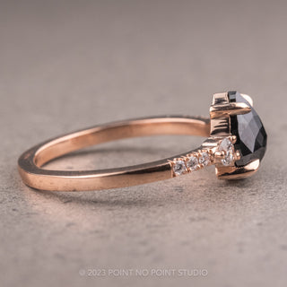 1.68 Carat Black Pear Diamond Engagement Ring, Eliza Setting, 14K Rose Gold