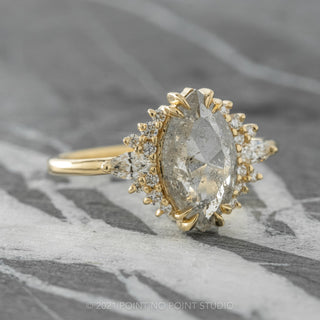 1.86 Carat Salt and Pepper Marquise Diamond Engagement Ring, Olivia Setting, 14K Yellow Gold