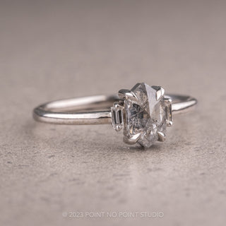.83 Carat Salt and Pepper Hexagon Diamond Engagement Ring, Zoe Setting, Platinum