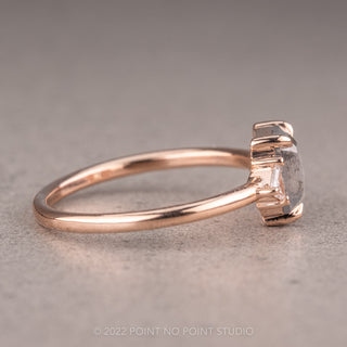 1.01 Carat Salt and Pepper Emerald Shaped Diamond Engagement Ring, Zoe Setting, 14K Rose Gold