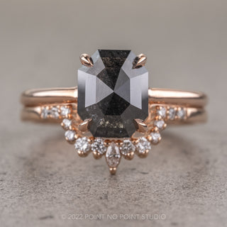 2.56 Carat Black Emerald Diamond Engagement Ring, Jane Setting, 14k Rose Gold