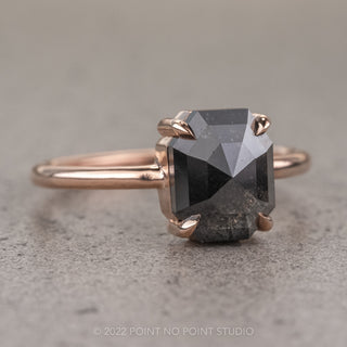 2.56 Carat Black Emerald Diamond Engagement Ring, Jane Setting, 14k Rose Gold
