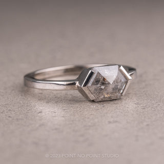 1.21 Carat Salt and Pepper Hexagon Diamond Engagement Ring, Charlize Setting, Platinum
