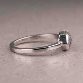 1.21 Carat Salt and Pepper Hexagon Diamond Engagement Ring, Charlize Setting, 14k White Gold