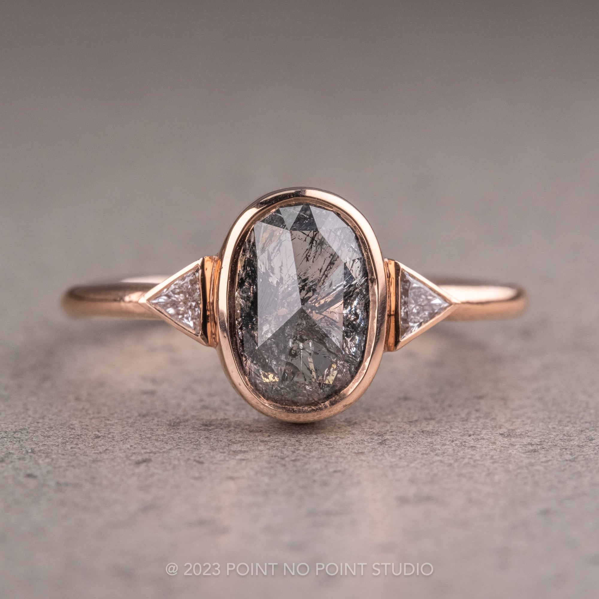 Bezel set black diamond ring Clearance