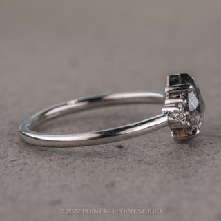 1.78 Carat Salt and Pepper Pear Diamond Engagement Ring, Quinn Setting, 14K White Gold
