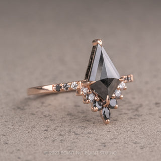 1.11 Carat Black Speckled Kite Diamond Engagement Ring, Ombre Avaline Setting, 14K Rose Gold