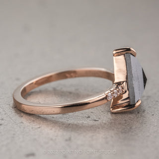 1.19 Carat Salt and Pepper Triangle Diamond Engagement Ring, Jules Setting, 14K Rose Gold