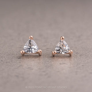 Stunning 14k Rose Gold Sapphire Triangle Stud earrings for high fashion