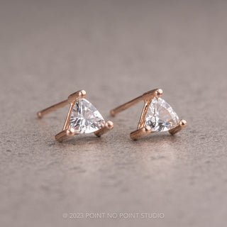 High-quality 14k Rose Gold Sapphire Triangle Studs for a timeless look