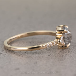 1.74 Carat Salt and Pepper Asscher Shaped Diamond Engagement Ring, Eliza Setting, 14K Yellow Gold