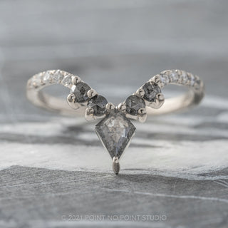 Round Rose Cut And Kite Diamond Wedding Ring, Cassiopeia Setting, Platinum