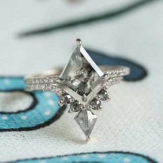Round Rose Cut And Kite Diamond Wedding Ring, Cassiopeia Setting, Platinum
