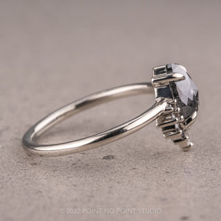 1.76 Carat Salt and Pepper Pear Diamond Engagement Ring, Ombre Ava Setting, Platinum