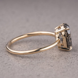 1.82 Carat Black Speckled Oval Diamond Engagement Ring, Basket Jane Setting, 14K Yellow Gold