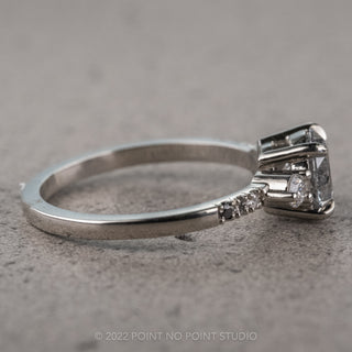 1.30 Carat Salt and Pepper Round Diamond Engagement Ring, Ombre Eliza Setting, 14K White Gold