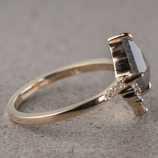 1.16 Carat Salt and Pepper Kite Diamond Engagement Ring, Avaline Setting, 14k Yellow Gold