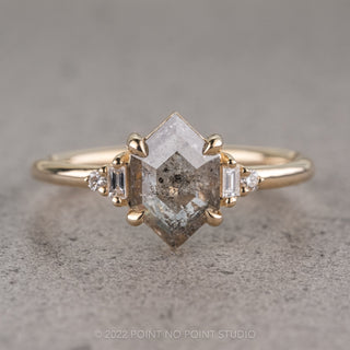 .98ct Betty Salt & Pepper Hexagon Diamond Engagement Ring, Betty Setting, 14K Yellow Gold
