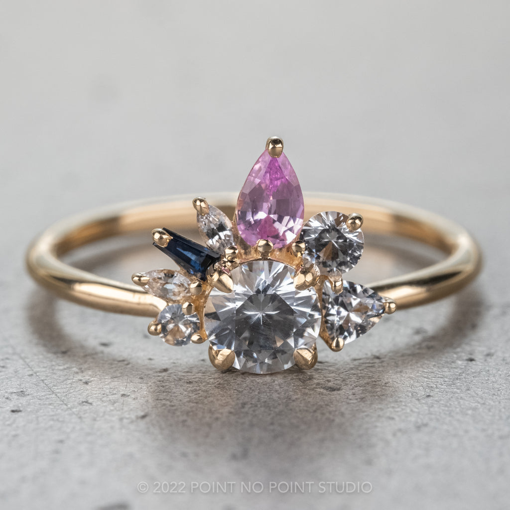 Sapphire Confetti Setting Engagement Ring, Point No Point Studio