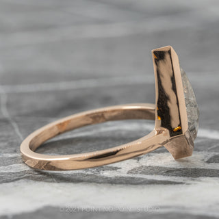 2.56 Carat Black Speckled Kite Diamond Engagement Ring, Avaline setting, 14k Rose Gold
