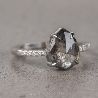 salt and pepper pear diamond ring
