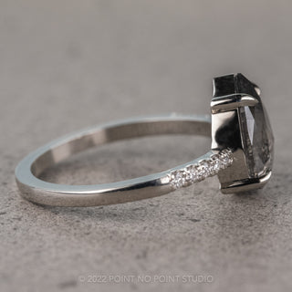 2.54ct Salt and Pepper Pear Diamond Engagement Ring, Jules Setting, 14K White Gold