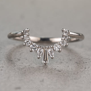 Baguette and Marquise White Diamond Wedding Band, Sage Setting, 14k White Gold