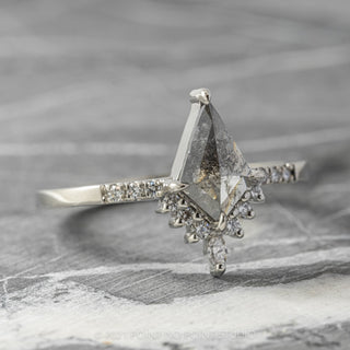 1.23 Carat Salt and Pepper Kite Diamond Engagement Ring, Avaline Setting, Platinum