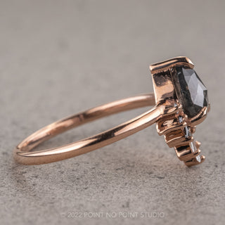 1.57 Carat Salt and Pepper Pear Diamond Engagement Ring, Ombre Wren Setting, 14K Rose Gold