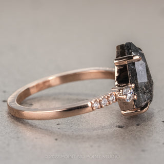3.54ct Salt & Pepper Pear Diamond Engagement Ring, Eliza Setting, 14K Rose Gold