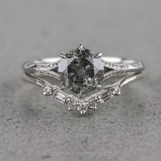 2.07 Carat Salt and Pepper Diamond Engagement Ring, Mackenzie Setting, 14k White Gold