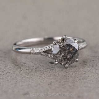 2.07 Carat Salt and Pepper Diamond Engagement Ring, Mackenzie Setting, 14k White Gold