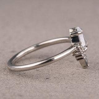 .70 Carat Salt and Pepper Pear Diamond Engagement Ring, Ava Setting, 14k White Gold